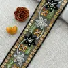 4,5CM Renda de Organza com Bordado Pesado e Pedraria para Roupas Estilo Étnico Artesanal DIY Hanfu Acessórios de Decoração para Trajes Formais
