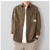 Camisa de trabajo con cuello de solapa, chaqueta para hombre, estilo primavera y otoño, corte holgado, marca de moda, top casual versátil, cárdigan de color liso para hombre