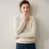 Nuevo suéter de cachemira para otoño e invierno para mujer, cuello alto con media cremallera, suéter base de punto trenzado grueso holgado, top de punto