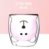 Taza de oso de vidrio resistente al calor de doble capa Taza de café creativa de dibujos animados Taza de agua con leche de fruta Taza de TikTok para el hogar