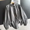 2026 Novo Estilo Camisa de Manga Longa com Gola Lapela com Retalhos de Renda Cardigan Emagrecedor Camisa de Algodão para Mulheres Atacado N5At26013