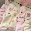 Meias Pelúcia Fofas Desenho Animado Rosa para Meninas, Aconchegantes e Quentes para Casa e Dormir para Estudantes, Geradoras de Calor
