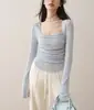 Nicho Cuello Cuadrado Lana Base Prendas de Punto 2025 Otoño e Invierno Nuevo Estilo Único y Chic Top de Alta Gama Ropa Interior
