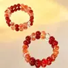 La Buena Suerte Primero Flor Artificial Pulsera de Cristal Natural Diseño de Nicho Oro Negro Atracción de Super Riqueza Joyería para Manos Pulsera de Ágata Roja