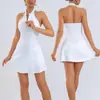 Saia Midi Esportiva Fitness Anti-Exposição para Comércio Exterior, Alta Elasticidade, Secagem Rápida, Color Blocking, Zíper, Gola Alta, Treinamento de Yoga, Saia de Tênis