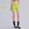 Shorts de ginástica femininos de dupla camada com sensação de nuvem, calça de ioga de cintura alta com efeito bumbum de pêssego sem marcas incômodas, adequada para uso ao ar livre, calça esportiva de comprimento 3/4 justa