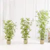 Decoração de planta em vaso de bambu, novo estilo Zen Chinês, planta verde para sala de estar, decoração de exibição de chão, bambu artificial