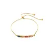 Acero de Titanio Ultra Brillante Lujo Ligero Cuadrado Circonita Colorida Pulsera Ajustable Deslizante para Mujer Cadena Caja Temperamento Dopamina