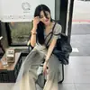 [En Stock + Calidad Original] Camiseta de Manga Corta Ligeramente Transparente con Cuello en V, Serie de Lunares, con Efecto de Caída, Top Ligero