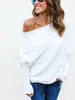 AliExpress ebay Wish suéter sexy de otoño e invierno con cuello descubierto y manga murciélago para mujer en stock