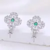 520 Presente para Namorada Joia Leve Zircônia Pérola Argola de Prata S925 Suporte Vazio Moda Elegante Porta-Pingente DIY Porta-Anel