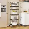 Prateleira de Armazenamento de Cozinha Multifuncional Multicamadas de Chão ao Teto com Rodas Prateleira para Micro-ondas Prateleira de Armazenamento Doméstico para Banheiro
