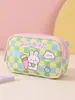 Bolsa de Cosméticos Cuadros Conejo de Dibujos Animados Personalizada Portátil Gran Capacidad Bolsa Portátil para Almacenamiento de Productos de Cuidado de la Piel Bolsa de Almacenamiento de Mano