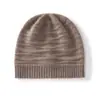 Nuevos gorros de punto para otoño e invierno, gorros cálidos de jacquard de color liso, gorros de punto 100% cachemira pura, gorros de copa redonda, estilo para mujer