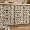 Pegatina de Pared Autoadhesiva Impresión UV Transfronteriza Verde-Gris Arte Popular Patrón Floral Decoración del Hogar Personalización por Imagen Venta al por Mayor