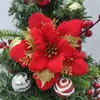 Flores Decorativas Navideñas Transfronterizas Adecuadas para Guirnaldas de Enredaderas y Decoraciones de Árbol de Navidad, Se Pueden Equipar con Tallos de Flor Clip-On, En Stock del Fabricante