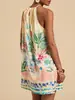 Exportación Transfronteriza Verano Nuevo Falda Corta Casual Elegante para Mujer con Estampado Vestido Corto sin Mangas de Cuello en V