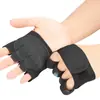 Esportes Fitness Proteção da Palma Levantamento de Peso Equipamento Haltere Proteção da Palma Quatro Dedos Treino Barra Horizontal Luvas Meio Dedo com Assistência de Potência Preto