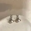 Aretes de Manta Rose Saturno Perla Estilo Francés, Aretes de Moda de Nicho Delicados y Suaves, Cadena para el Cuello, Cadena para la Clavícula