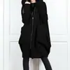 9738#2021 Amazon AliExpress Ropa con Capucha y Bolsillos Cremallera Larga Falso Dos Piezas Holgado Abrigo Mujer