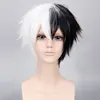 Peluca de cosplay proyectil en degradado bicolor blanco y negro anti-deformación oso blanco y negro antropomórfico peluca de anime