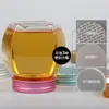 Botella de Miel Botella de Plástico Seis Caras Redonda Transparente Espesada Pet 0.5kg Frasco Sellado con Tapa Interior Tapa de Aluminio