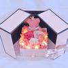 Regalo de San Valentín de Amazon Oso de Musgo Collar Creativo Caja de Regalo Rosa Doble Puerta Rosa Flor Eterna Caja de Regalo