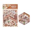 Pegatina de paisaje de cafetería con conejo creativo, microescena estéreo 3D, apilable, manual, descompresión