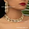 Collar con Cadena Punk Personalidad Europea y Americana Juego de Pendientes y Pulsera Personalidad Versátil Estilo Hermana Real Retro Ins