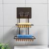 Shuangqing soporte para jabón doble capa sin perforaciones para el hogar baño hierro negro jabonera montada en la pared jabonera escurridora 3335