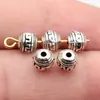 6X6X5.6Mm, Diámetro del Agujero Aproximadamente 1.5mm, 0.64g, Color Plata Antigua, Cuentas Redondas con Patrón y Agujeros Pequeños para Ensartar