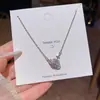 Collar cuadrado pequeño de circón ultrabrillante estilo coreano para mujer, lujo ligero, elegante, cadena para clavícula de acero de titanio de alta gama, venta al por mayor