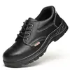 Envío gratis, zapatos de seguridad de caña alta cuidadosamente seleccionados, zapatos de seguridad para hombre de cuero de microfibra, anti-aplastamiento y anti-perforación, para la seguridad del pie en talleres de fábrica
