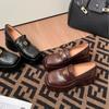 Mocassins Femininos de Solado Grosso Primavera e Outono Sapatos Pequenos de Couro Femininos 2025 Verão Novo Salto Alto Antiderrapante Boca Rasa Estilo Britânico Sapatos de Camada Única