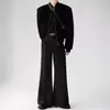 Pantalones de Traje de Gama Alta para Hombres y Mujeres Pantalones Sueltos Caídos Microacampanados Pantalones de Color Sólido Pantalones de Mopa Negros Sin Planchar Pantalones de Pierna Ancha