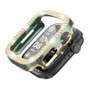 Adecuado para Apple Watch 8, Caja de Reloj con Diamantes, PC Electroplateado, Dos Tonos, Doble Fila, Recorte de Diamante, Caja de Reloj iWatch
