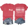 Mãe idosa mãe idosa Amazon eBay Estação Independente Verão Nova Moda Feminina Camiseta de Manga Curta com Decote em V