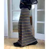 Enviado. Falda midi a rayas de corte ajustado estilo coreano para mujer, nueva colección de otoño, de cintura alta