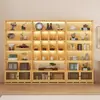 Novo Armário de Exposição Estilo Chinês com Painel Traseiro, Estante de Livros, Armário de Armazenamento, Prateleira Multiuso, Armário de Exposição de Fundo para Sala de Chá, Armário de Exposição
