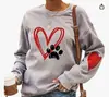 Nuevo Top Marson Rojo Estampado Gato del Amor Estampado Cuello Redondo Jersey Moda Sudadera para Mujer