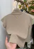Camiseta de Manga Corta Ajustada Elástica de Cuello Medio para Mujer 2026 Nuevo Diseño de Alta Gama Nicho