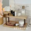 Prateleira de Armazenamento de Madeira Transfronteiriça para Casa Quarto Armazenamento de Cosméticos Perfume Prateleira de Madeira Maciça Porta-Copos de Mesa Prateleira de Armazenamento de Duas Camadas para Desktop