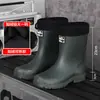 Zapatos de Agua Nuevos Botas de Lluvia para Hombre Caña Media Moda Adulto Estilo Coreano Estudiante Botas de Agua Antideslizantes Resistentes al Desgaste Botas de Lluvia Caña Alta Exportación