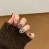 Patrón Ola de EstrellaMar Nocturno Ojo de Gato Uñas Artísticas Azul y Negro Degradado Patrón a Cuadros con Brillantes Pedrería y Nebulosa Uñas Portátiles Hechas a Mano