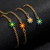 Colgante pequeño de acero inoxidable con goteo de aceite, doble círculo, doble colgante, margarita pequeña, pulsera DIY, collar, joyería de color, colgante pequeño