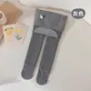 Leggings Grossos Forrados com Fleece para Meninas para Outono e Inverno, Calças Térmicas Infantis, Meias 3/4 Integradas com Fleece de Listras Verticais Atacado