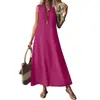 Amazon 2026 Verano Estilo Europeo y Americano Vestido Ropa para Mujer Transfronteriza Sin Mangas Cuello en V Cremallera Trasera Elegante Mono Largo