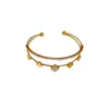 Pulsera Abierta de Doble Capa Flor Rombo de Circonita Lujo Ligero de Gama Alta Retro Pulsera de Nicho Versátil de Moda para Mujer