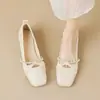 Zapatos Mary Jane Franceses para Mujer 2026 Otoño Nuevos Elegantes Perla Suela Suave Parte Superior Suave Ligeros Antideslizantes Corte Bajo Planos Zapatos de un Solo Color