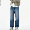 Moda de Rua Jeans Casual Reto Solto Estilo Coreano Simples Versátil Perna Larga Lavado Jeans Masculino Calça Longa